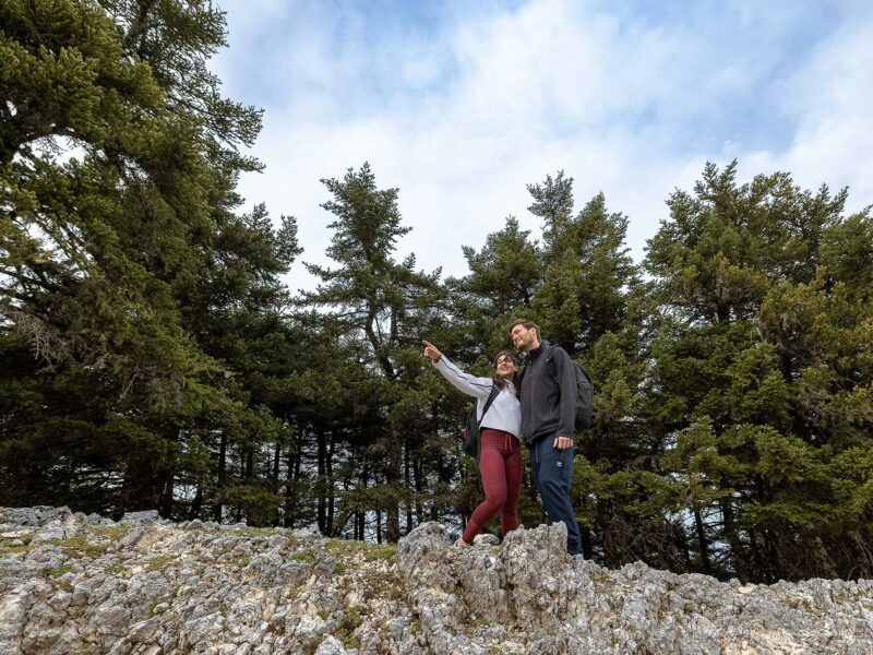 Happy couple on hike to mount Ainos F Zeen Kefalonia