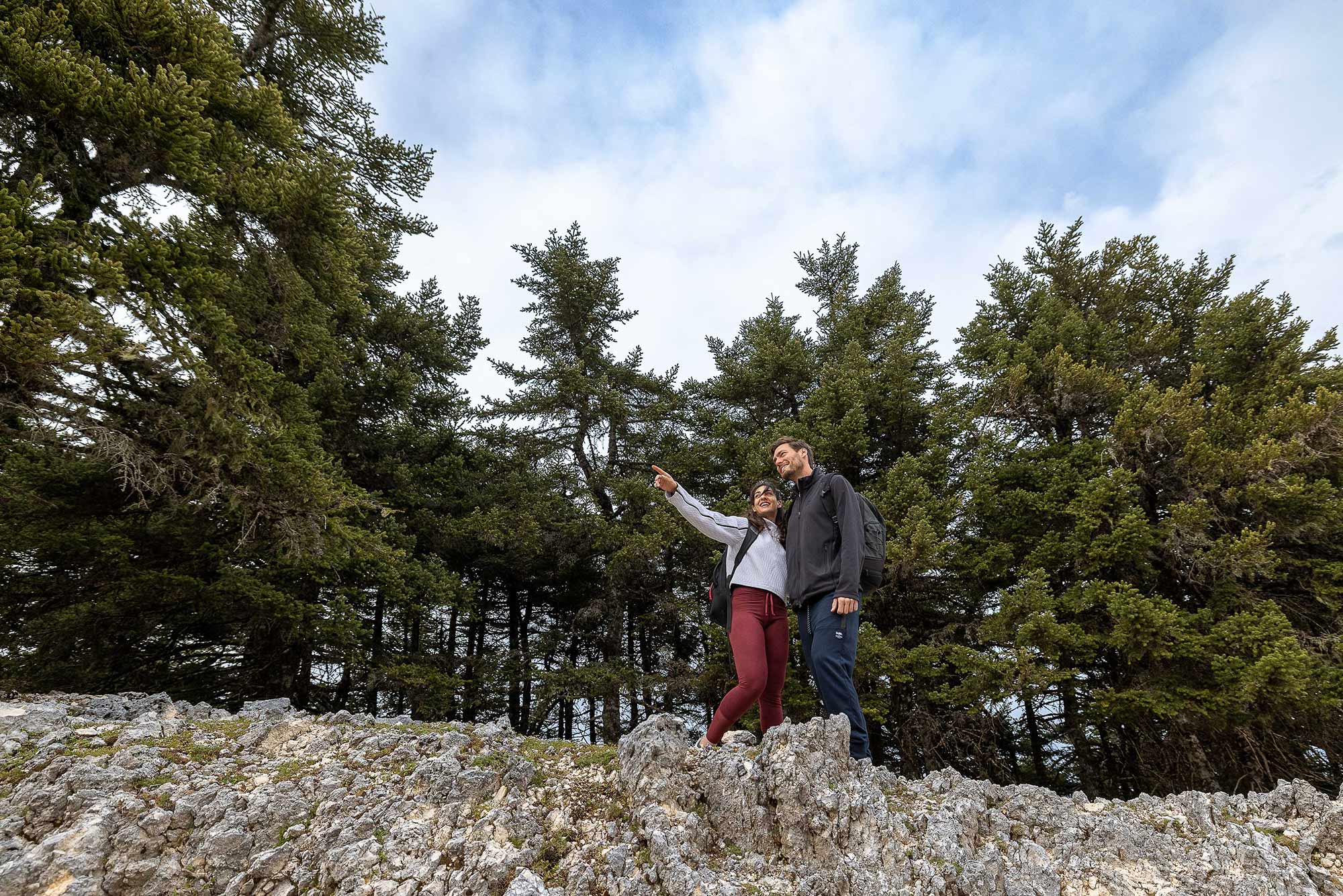 Happy couple on hike to mount Ainos F Zeen Kefalonia