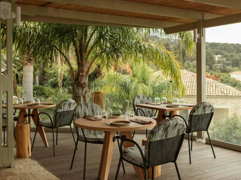 Restaurant detail with view at F ZEEN KEFALONIA